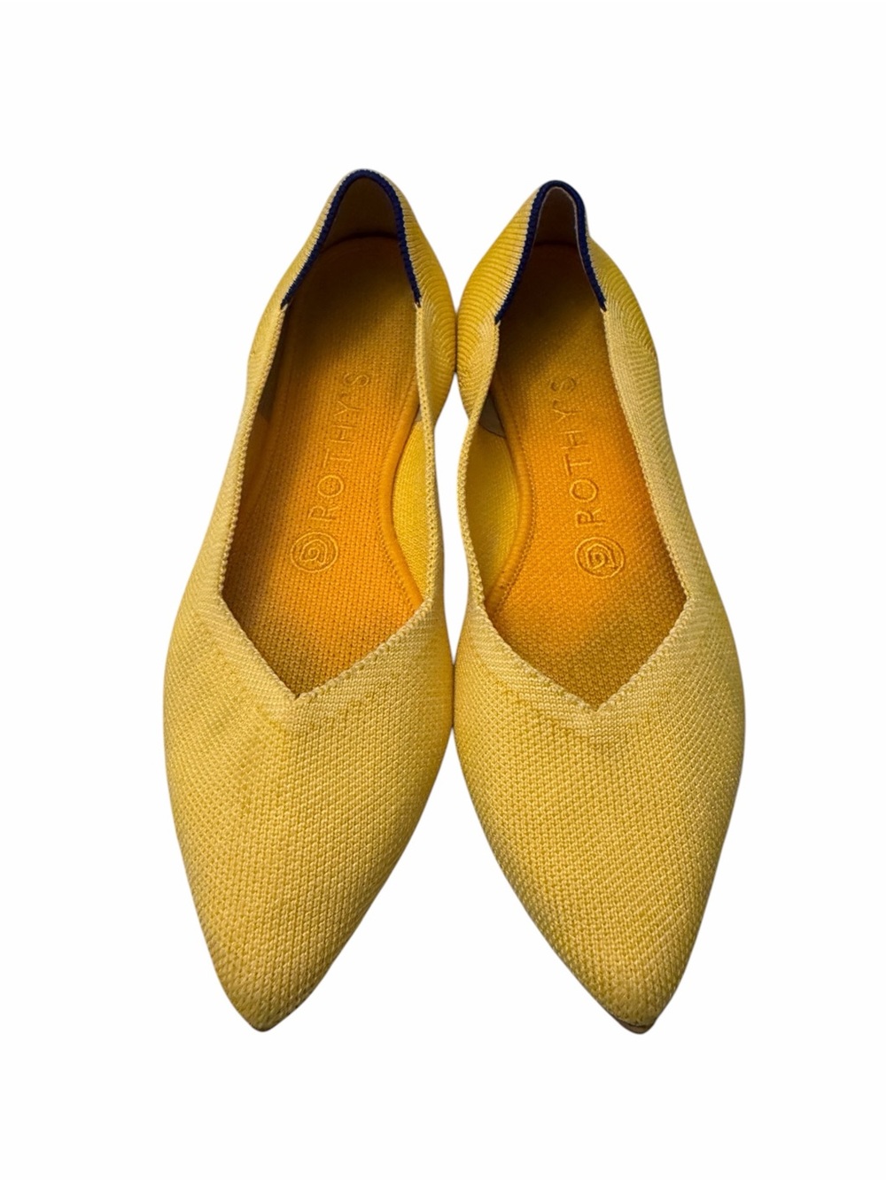 Rothy's Pointed Knit Flat - Yellow, Pre-owned,SZ 7.5